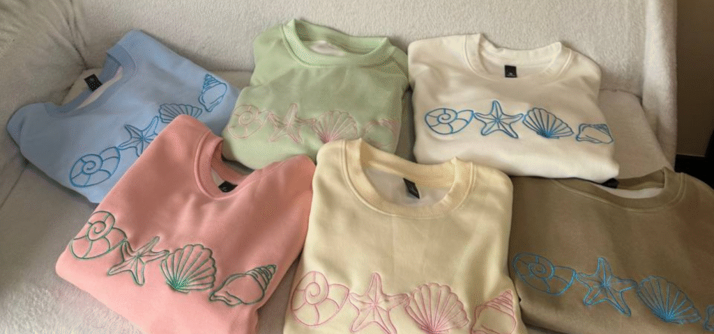 seashells embroidery sweatshirt